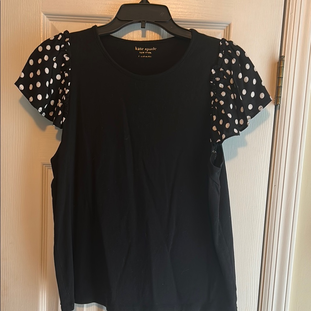 Kate Spade Black Ruffled Cap Sleeve Blouse